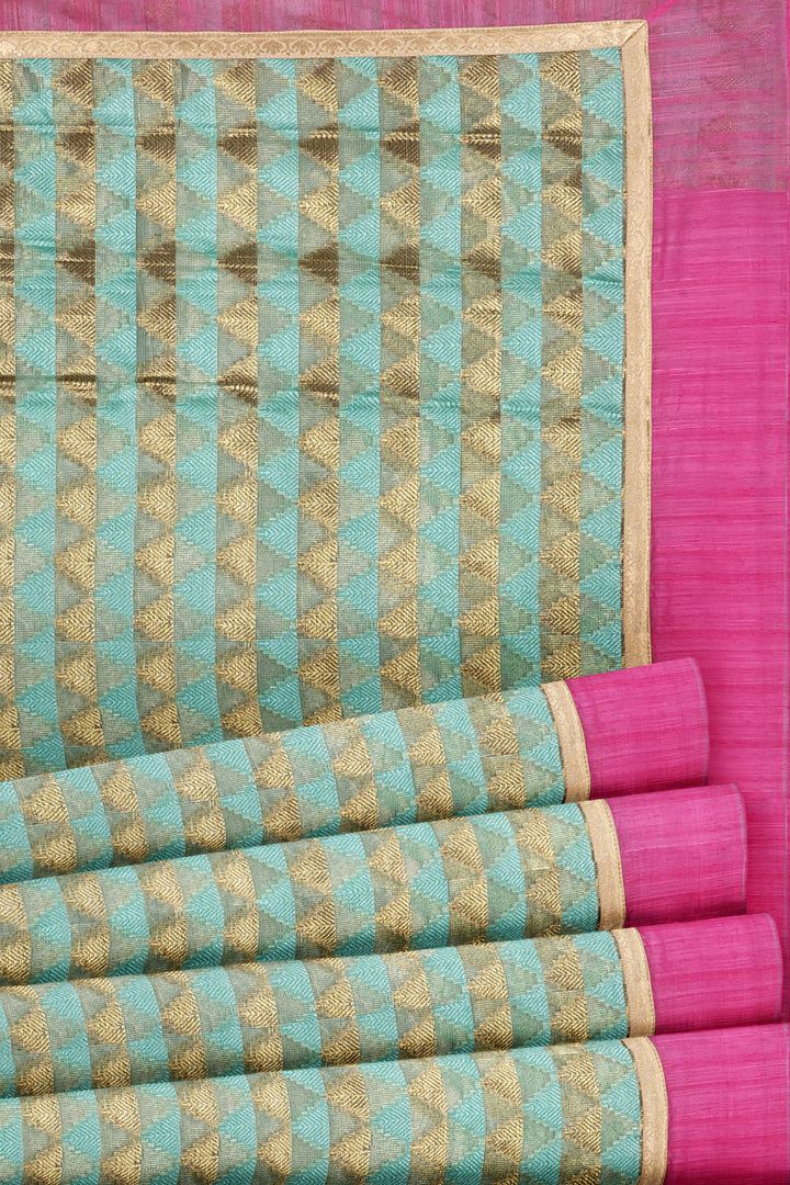 Pastel Blue Banaras kora saree - Clio Silks