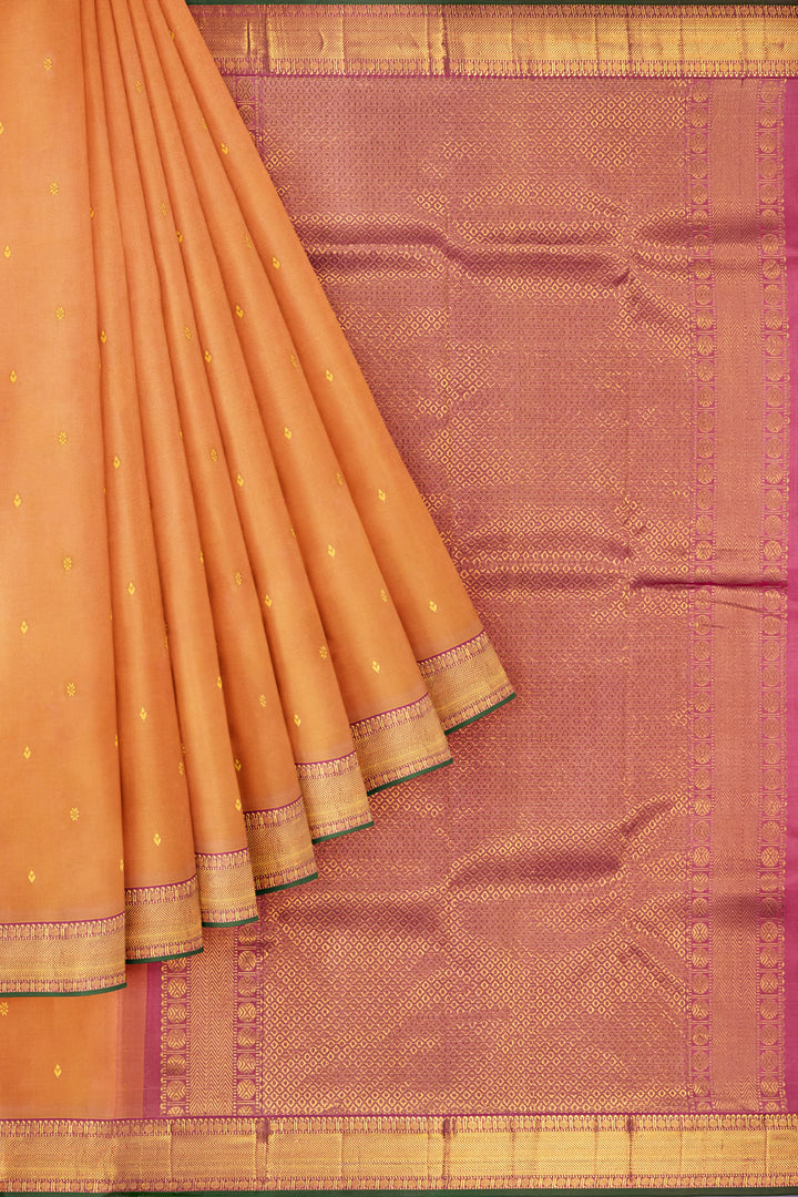 Peach Pink Traditional Kanjivaram Silk Saree - Clio Silks