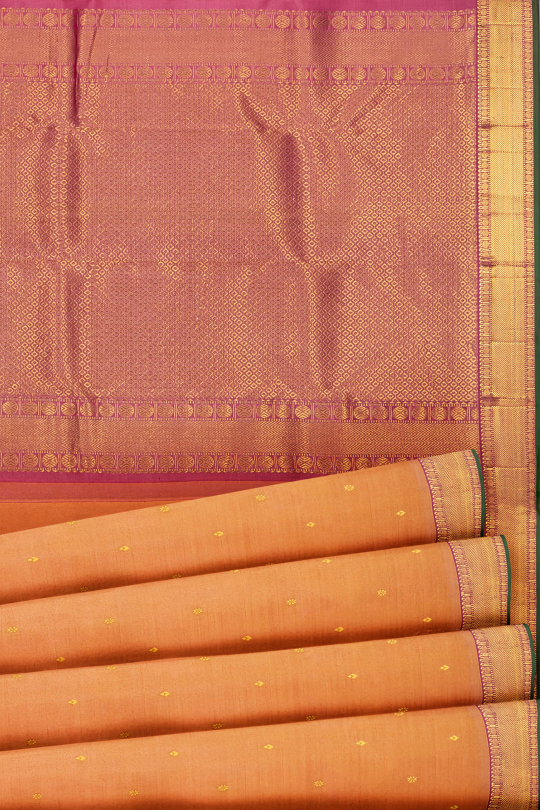 Peach Pink Traditional Kanjivaram Silk Saree - Clio Silks