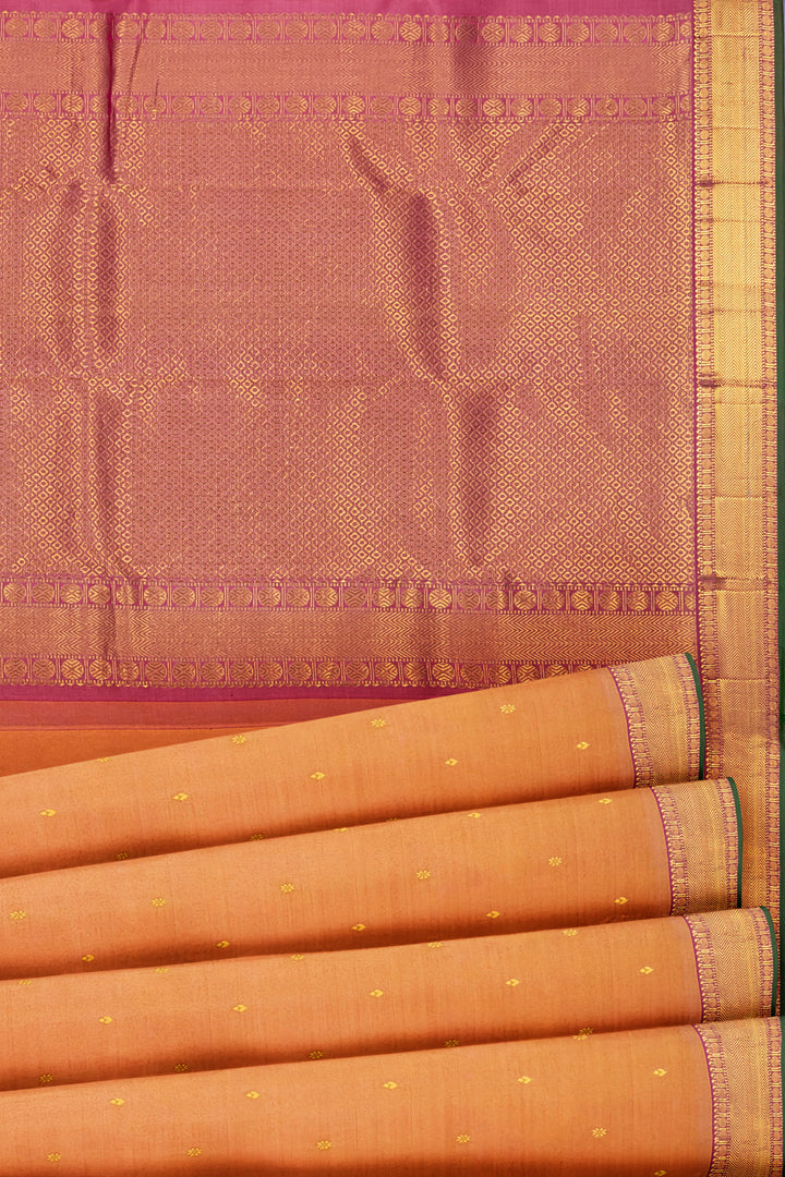 Peach Pink Traditional Kanjivaram Silk Saree - Clio Silks