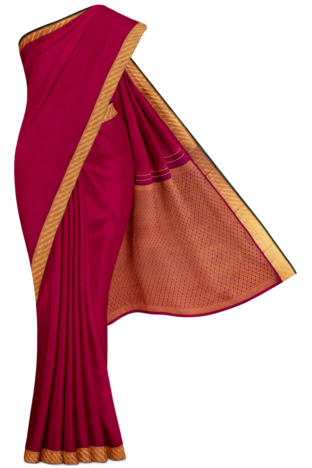 Maroon-Pink Traditional Kanjivaram Silk Saree - Clio Silks
