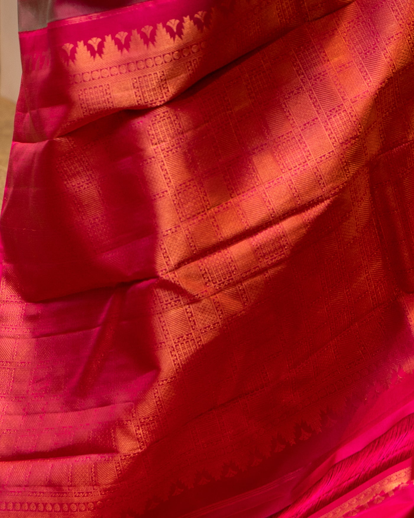 Jade Green and Magenta Pure Kanjivaram Silk Sari - Clio Silks