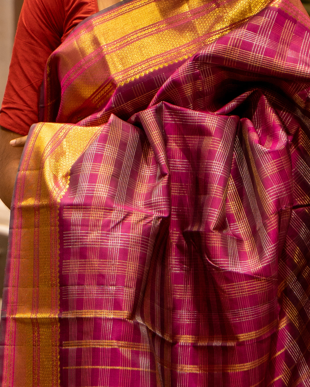 Jamun Purple Muthukattam Pure Kanjivaram Silk Sari - Clio Silks