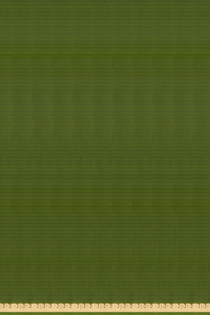 Alpine Green Self Stripes Silk saree - Clio Silks