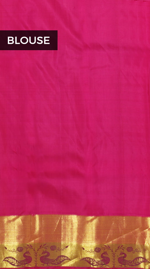 Pink and Mustard Kanjivaram Brocade Silk Saree - Clio Silks