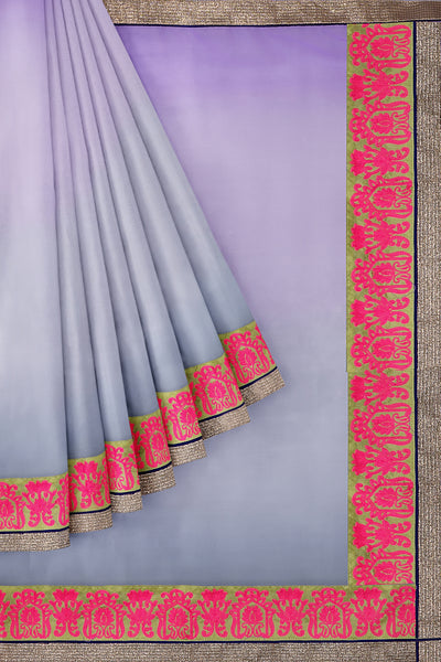 Lavender Shaded Chiffon Sari - Clio Silks